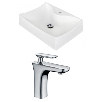 White Ceramic Rectangular Vessel Bathroom Sink with Faucet -  Plumbing N Parts, PNP-15267