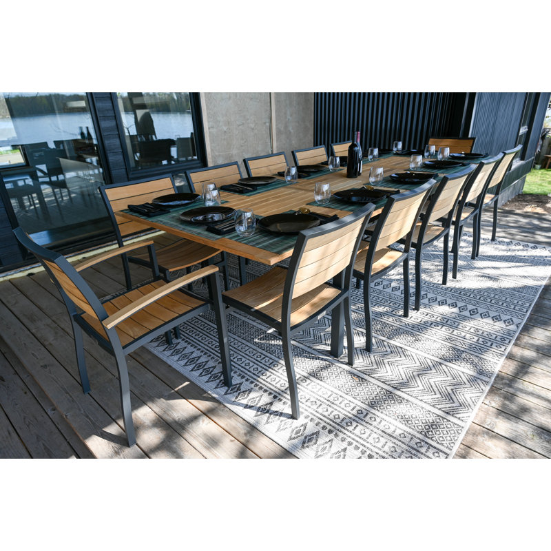 SoHo Teak Aluminum Outdoor Stacking Sidechair, Black