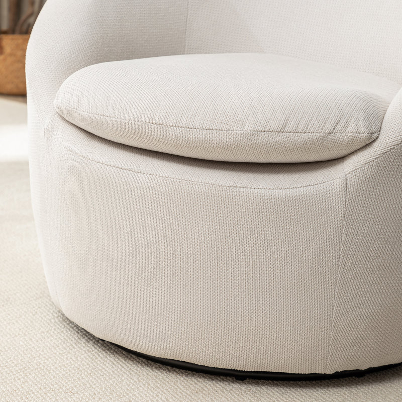 Fauteuil demi-tonneau moderne en tissu Teddy Boucle, Beige Fabric