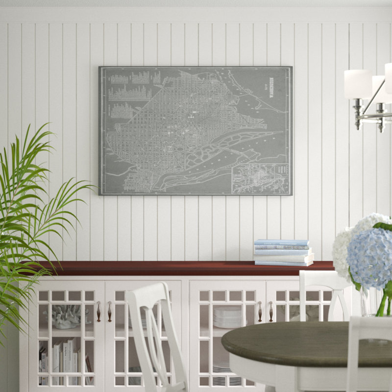 «City Map of Washington D.C.» Peinture sur toile, H 32 po x l 48 po