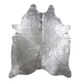 One-of-a-Kind Dyed Handmade Natural Product 5X7 Leather Champagne With Silver Frost Area Rug