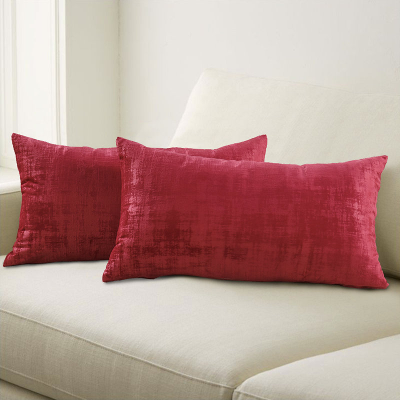 Housse de coussin rectangulaire en velours texturé, Rouge tango