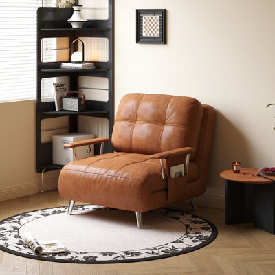 Canapé-lit convertible 5-en-1 de 28,35 po avec dossier réglable à 5 positions, chaise longue compacte moderne et rangement intégré pour un confort polyvalent.