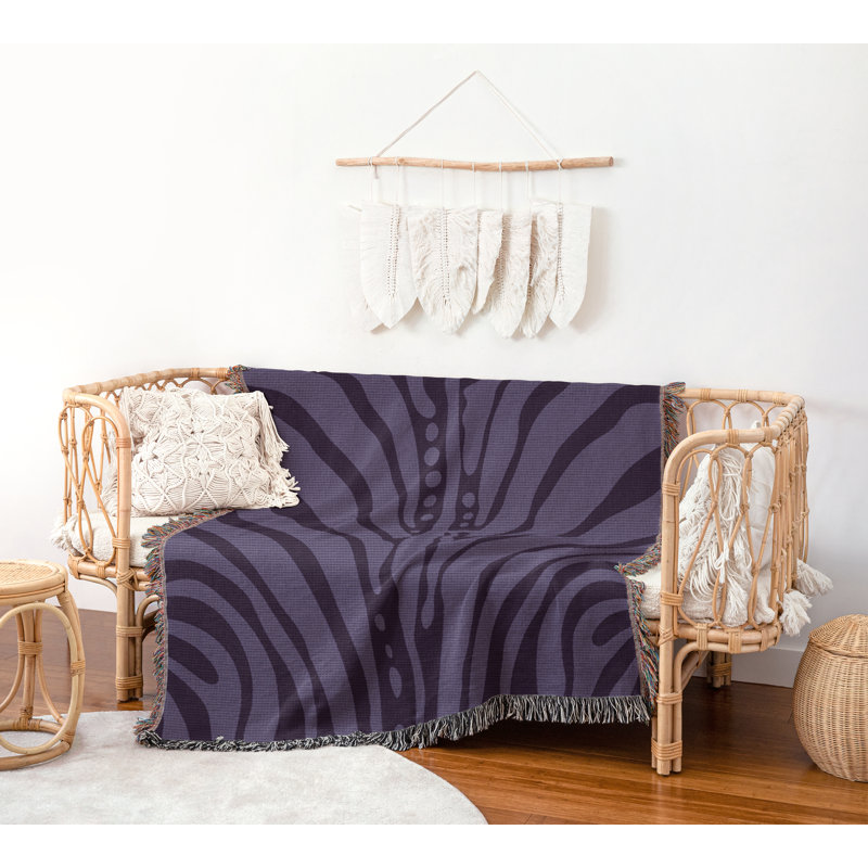 Jeté en coton à imprimé zébré, 50 x 70, Violet