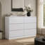 Commode 6 tiroirs blanche, commode moderne pour chambre à coucher avec comptoir spacieux, armoire de rangement en bois avec poignées dissimulées et 6 tiroirs profonds pour chambre à coucher, salon, entrée
