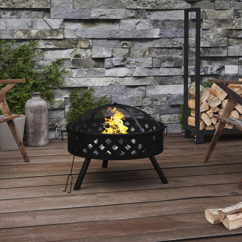 Gayle Fire Pit with Poker XXL Steel, 42" H X 53" W