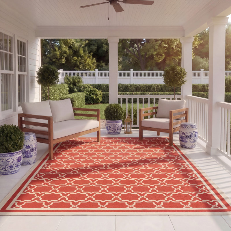 Tapis d'intérieur / extérieur à motif géométrique Dirks Performance, Rectangle 8 pi x 11 pi