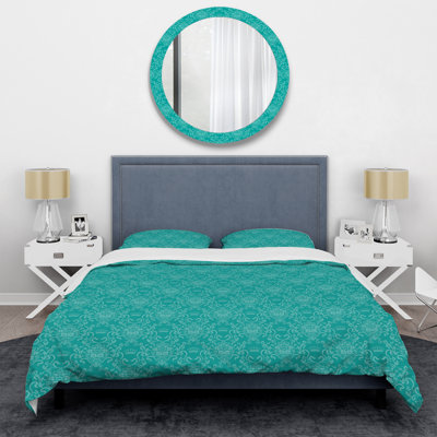 Ensemble de housse de couette en microfibre turquoise / blanc 3 pièces