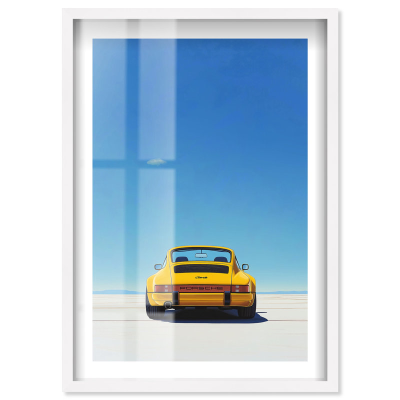«Yellow Car Shadowbox Print», impressions encadrées par Notoriart, H 55 po x l 37 po, Blanc
