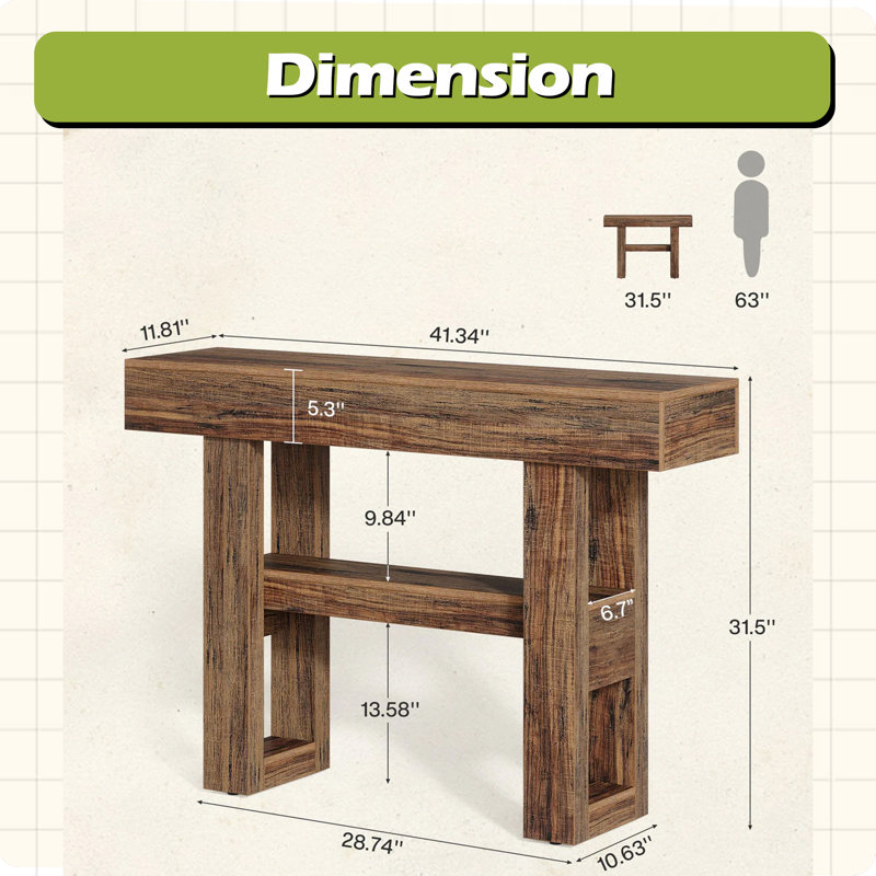Table de canapé étroite, console