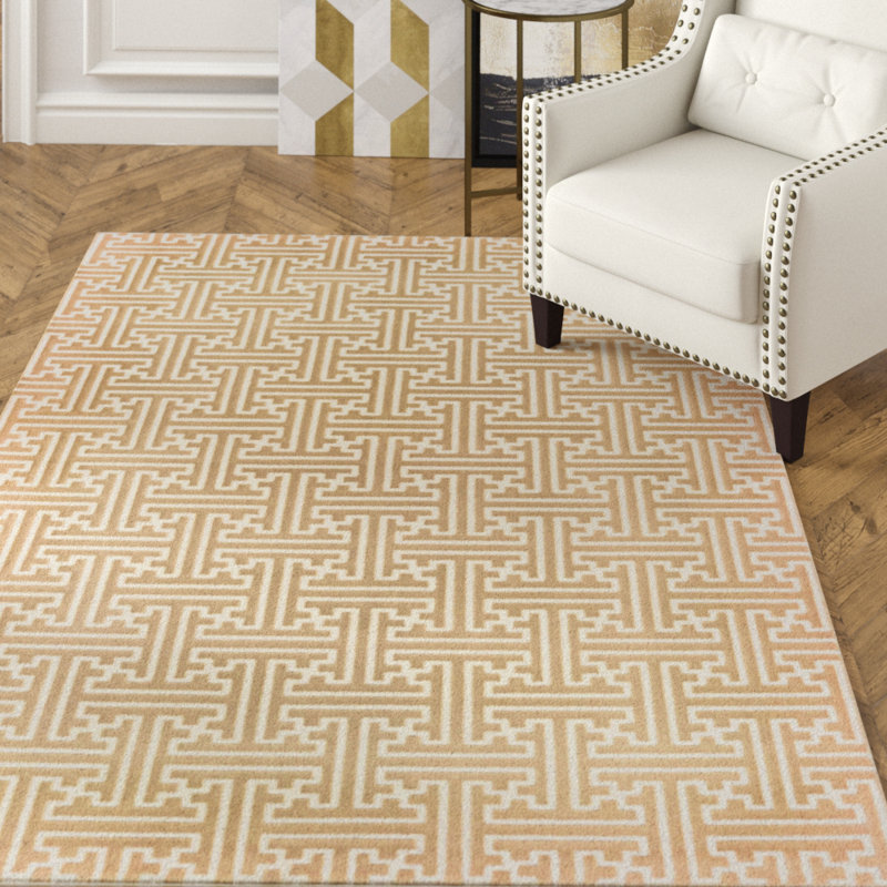 Tapis géométrique en polypropylène tissé à la machine Berrien, Rectangle 5 pi 3 po x 7 pi 6 po