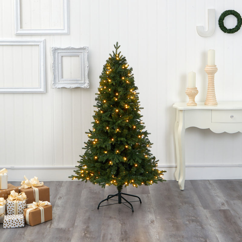 Lighted Artificial Fir Christmas Tree, 5' H
