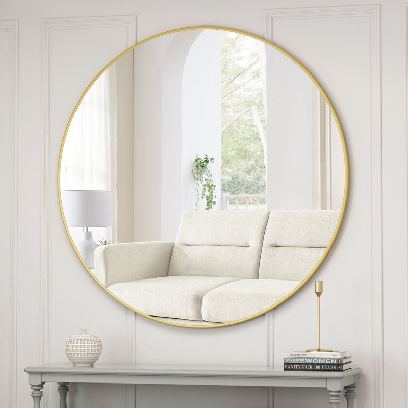 Miroir doré avec cadre en métal, 48 po, miroir encadré de diverses pièces, adapté aux préférences décoratives de différentes pièces