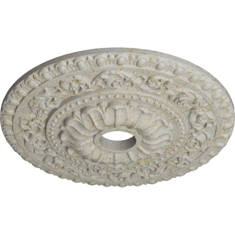 Endurathane Vaduz Ceiling Medallion, 23 1/2"OD x 3 1/2"ID x 2 1/8"P (Fits Canopies up to 3 1/2"), Hand-Painted Pot of Cream Crackle Finish