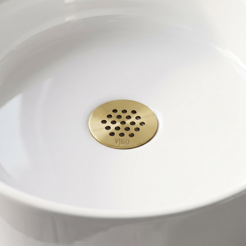 Vessel Grid Bathroom Sink Drain, Matte Brushed Gold