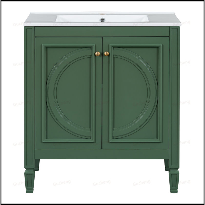 Meuble-lavabo 30 po avec lavabo et tablette, Vert