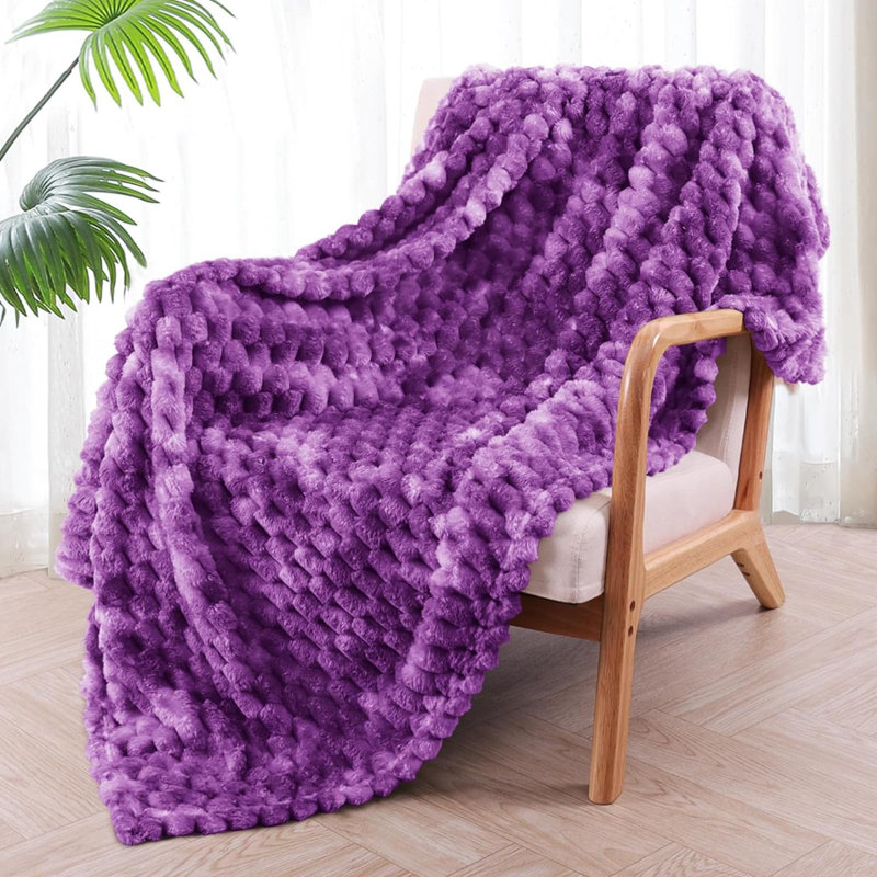 Knitted Throw Blanket, Purple
