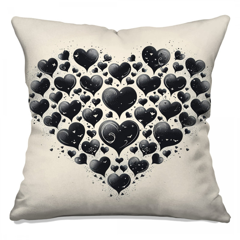 Hearts Throw Pillow, Abstract Double Sided Pillows, 20 x 20 inches