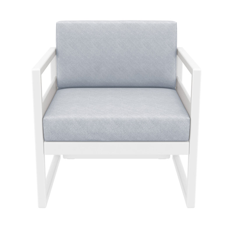 Chaise de patio avec coussins Lane, Blanc, Toile granit Sunbrella®