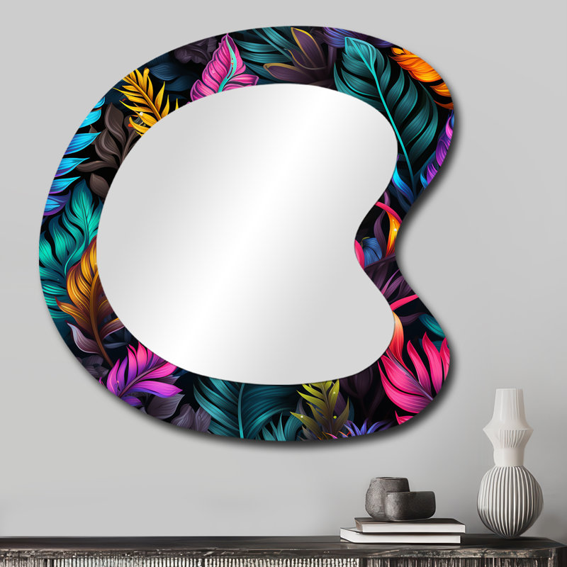 Neon Foliage Botanical Pattern II - Miroir mural unique, 27 po x 27 po