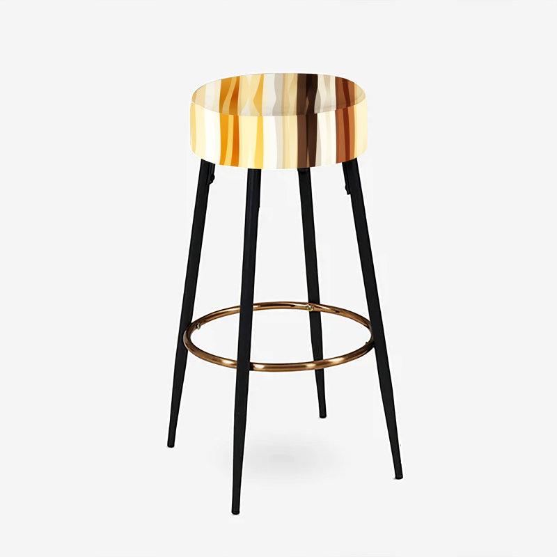 Ensemble de 2 tabourets de bar rayés bruns