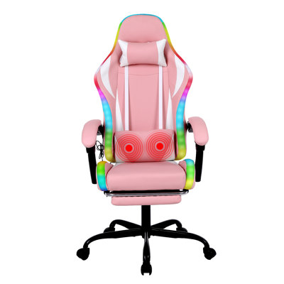 Ebern Designs Adjustable Reclining Ergonomic Faux Leather Swiveling PC & Racing Game Chair with Footrest