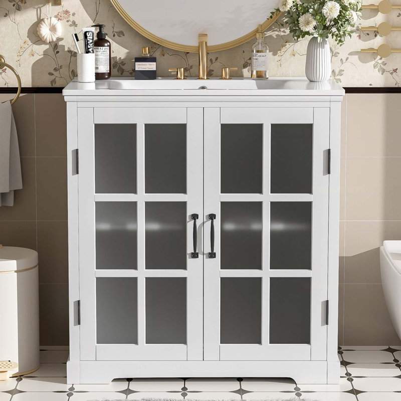 Meuble-lavabo sophistiqué avec des matériaux de qualité et un design élégant, Blanc