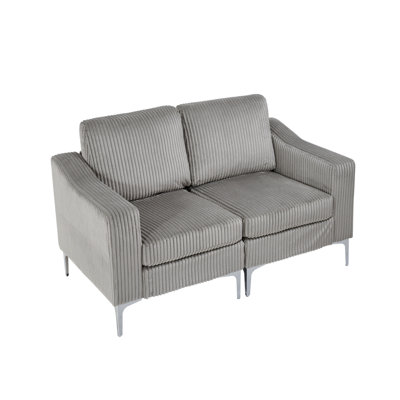 Modular Sectional Two-Seater Sofa , Corduroy Sectional Couch,Gray