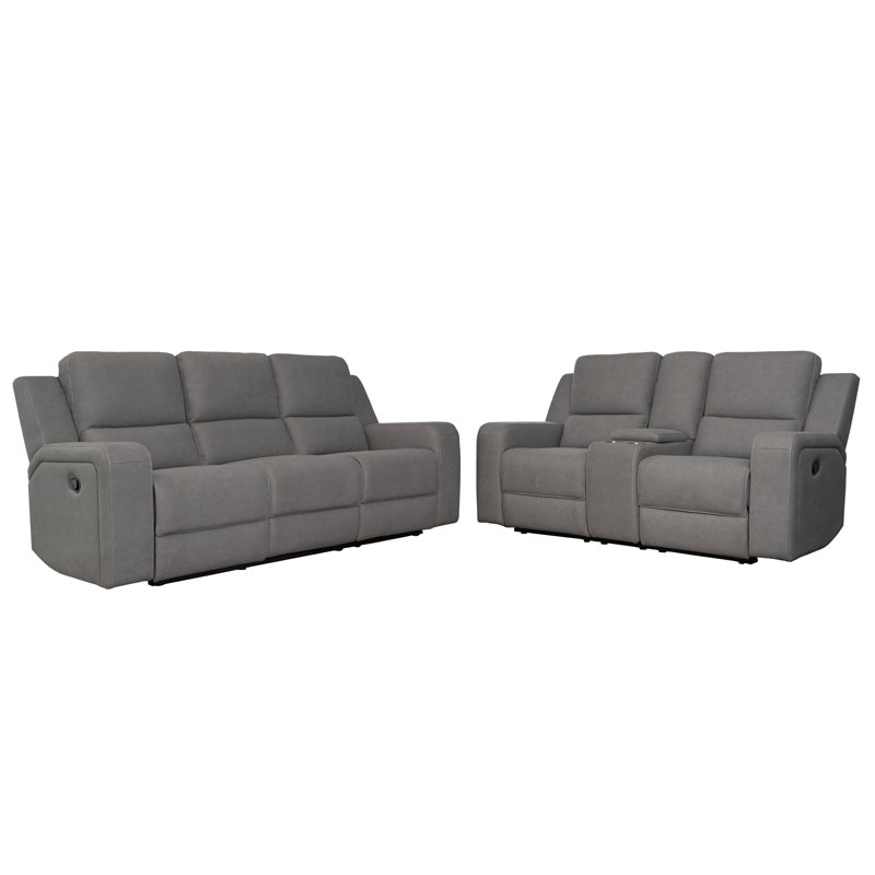 Ensemble de salon inclinable 2 pièces Bethanni, Gris anthracite