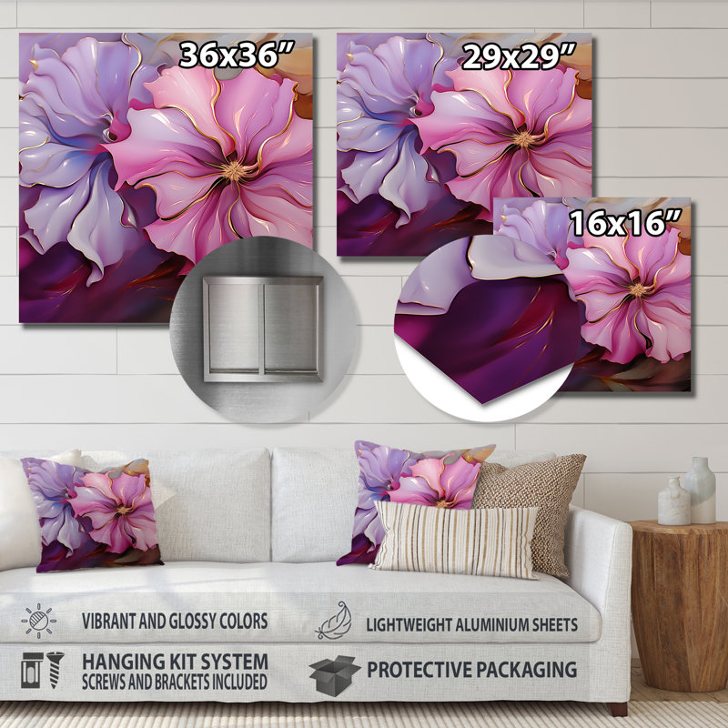 Bannos - pivoine, décoration murale, Sans cadre, métal, H 30 po x l 30 po