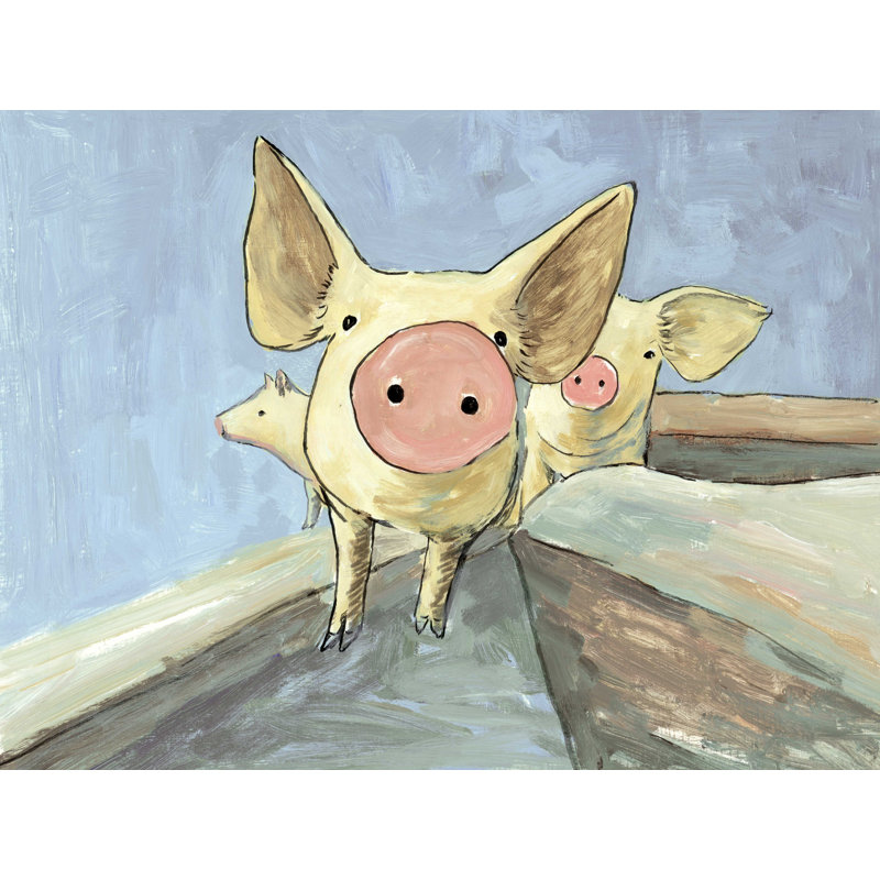 Le cochon peint à la main - reproduction sur toile tendue, L 16 po x H 12 po