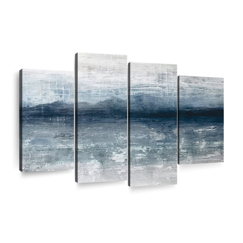 Ensemble de 4 pièces horizon abstrait sur toile, H 27 po x l 43 po x P 1,25 po