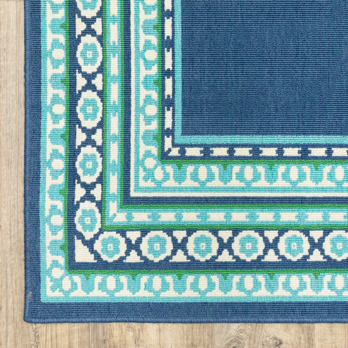 Lark Manor Deltana Teal/Blue/Green/White Indoor / Outdoor Area Rug ...