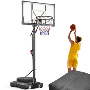 Panier de basketball portatif avec panneau l 43,3 po et roues, hauteur réglable