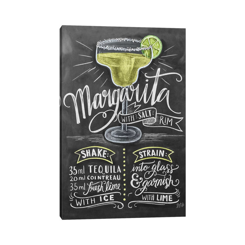 Margarita Recipe - Print on Canvas, Wrapped Canvas, 45.72cm H x 30.48cm W x 1.91cm D