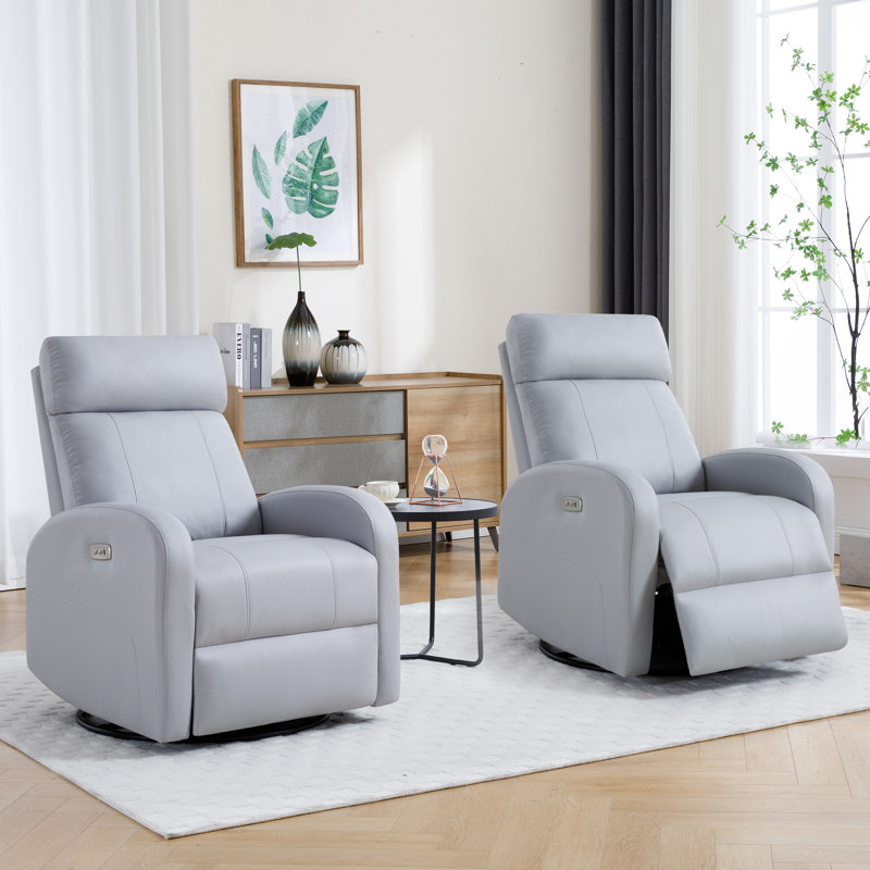 Agatho 30.3''Power Swivel Rocker Recliner Chair, Gray