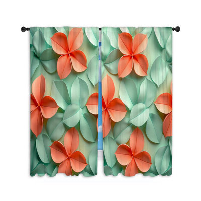 Rideaux de fenêtre en papier fleurs pastel doux - 2 panneaux