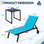2 chaises longues de patio en textile avec table d'appoint, ensemble de chaises longues d'extérieur, chaises longues de piscine à dossier à 5 niveaux sur roulettes-1277089655