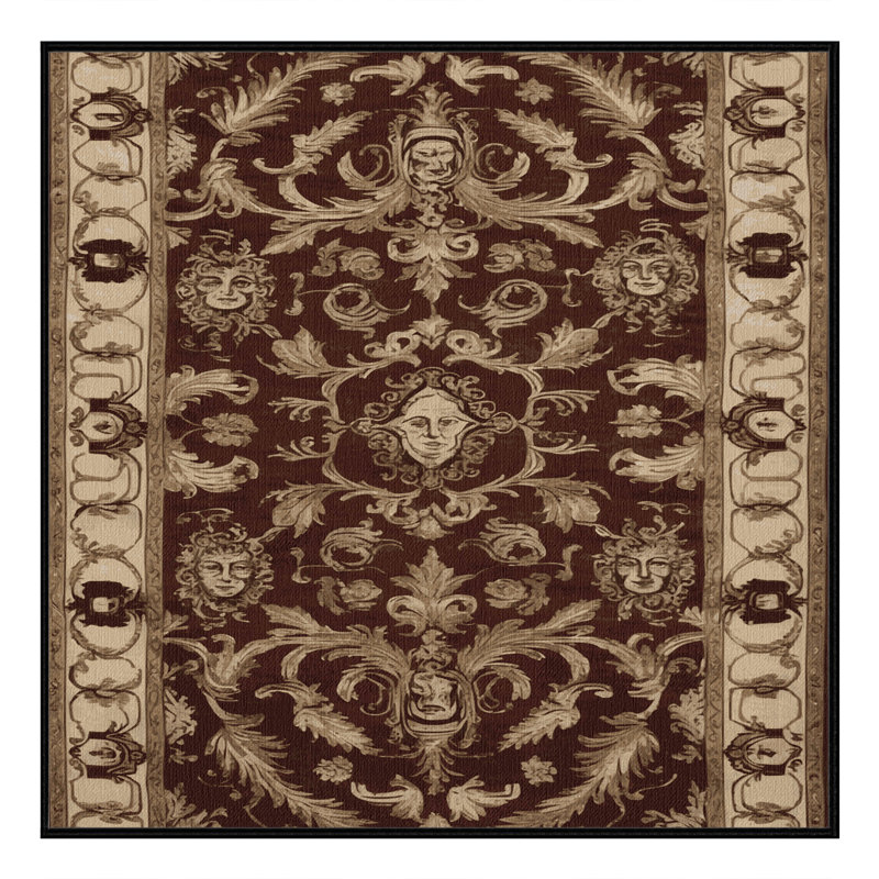 Tapis brun français lavable à la machine, Carré 4 pi