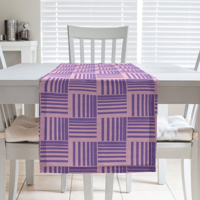 Fractured Stripes Table Runner, 16" x 90", Light Pink/Purple