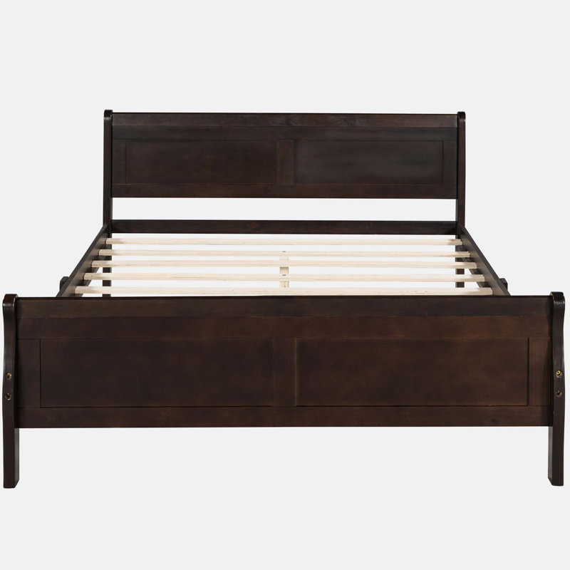 Lit plateforme en bois massif Kirbee, Plein, Espresso