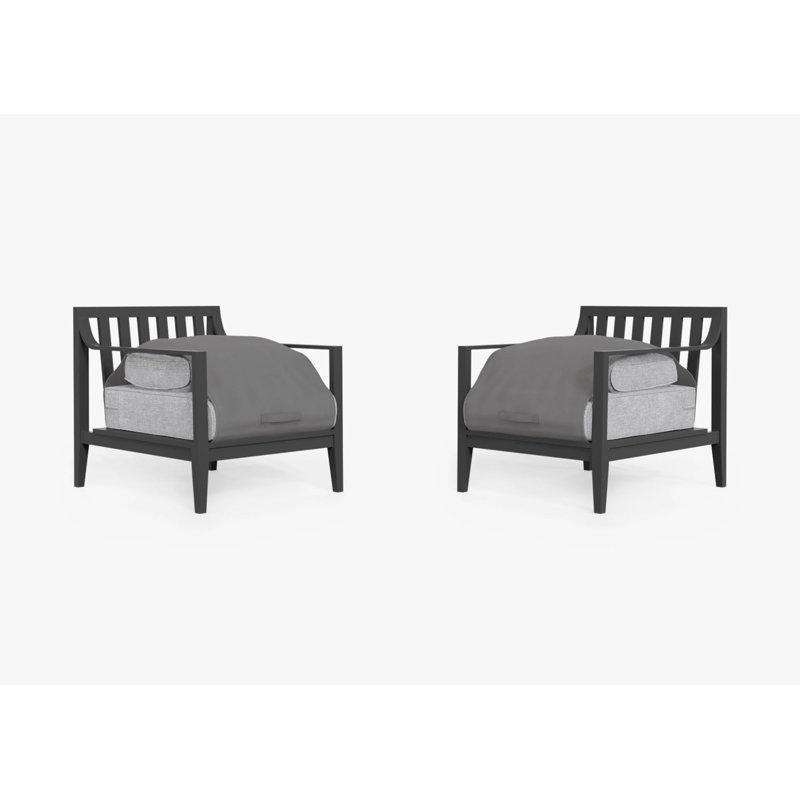 Charcoal Aluminum Outdoor Armchair Conversation Set, Pacific Fog Gray