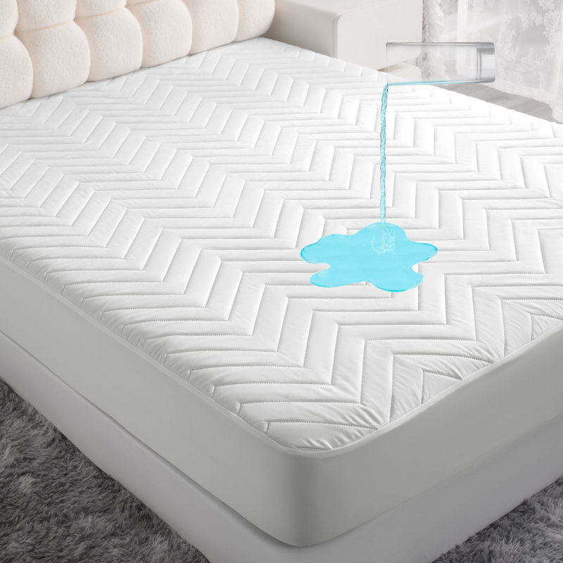 Soft & Breathable Cotton Waterproof Fitted Sheet, California King Fitted Sheet, White