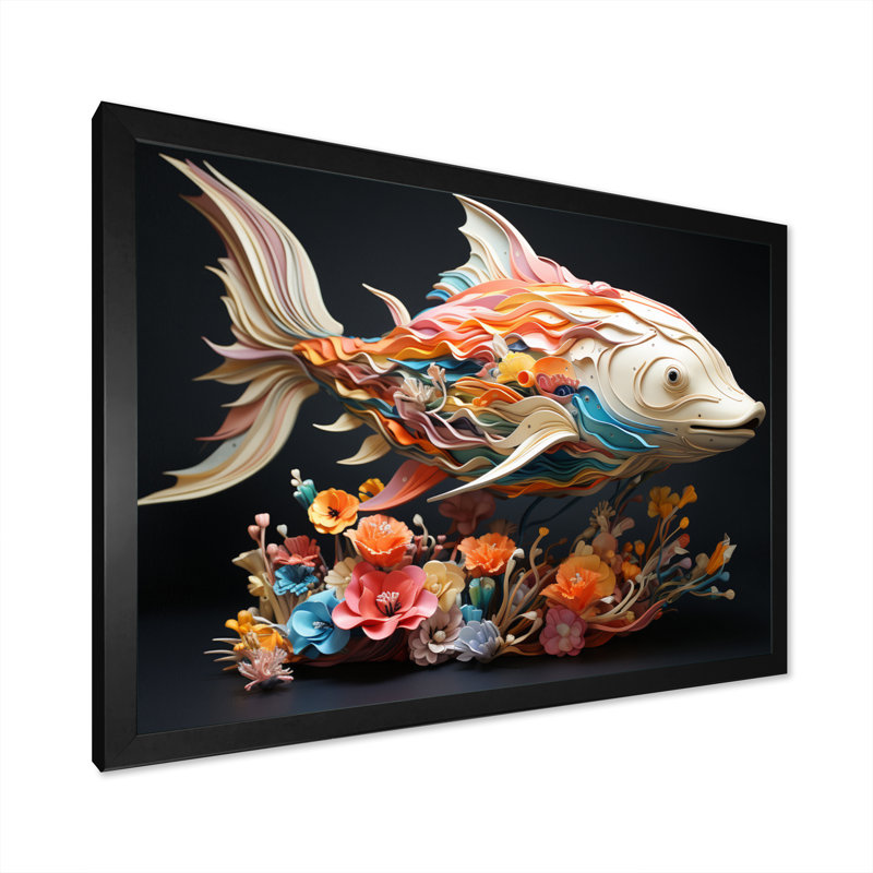 Pêche à la baleine de couleurs I - impression, H 30 po x l 40 po x P 1,5 po, Cadre simple noir