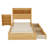 Twin Wood Platform Bed with Storage Headboard, Drawers & Pull-Out Cabinet, Built-in Light & Socket, Natural-1382805740-1382805743