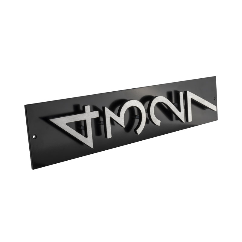 Floating Modern 3" Number Vertical Address Plaque (4 Digits), Black, Satin Nickel Two Tone, Yes
