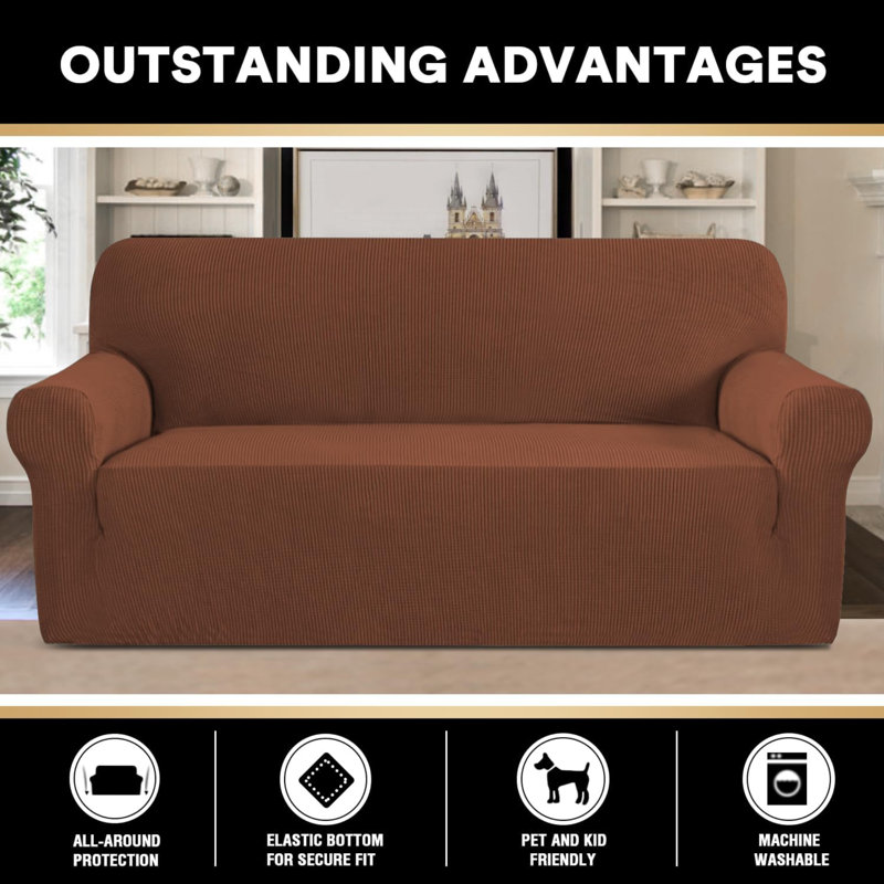 Sofa Slipcover, Brown Fabric, 2" H x 14" W x 11" D
