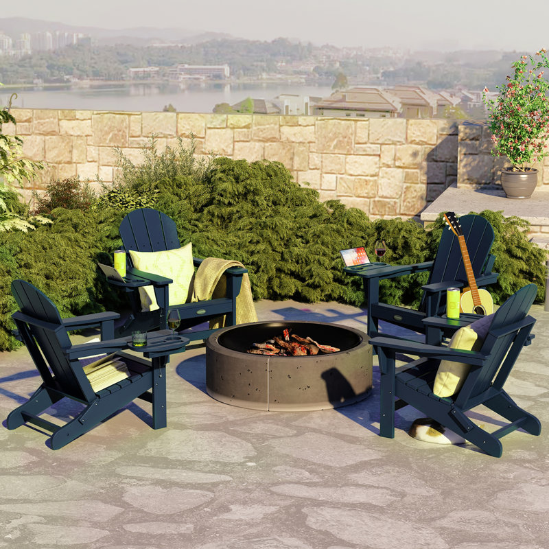 Garbani Foldable Outdoor Adirondack Chair, Navy Blue