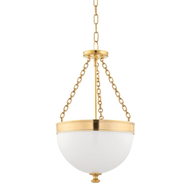 Luminaire suspendu bol unique à 3 lumières Barrington, 14 po, Laiton vieilli