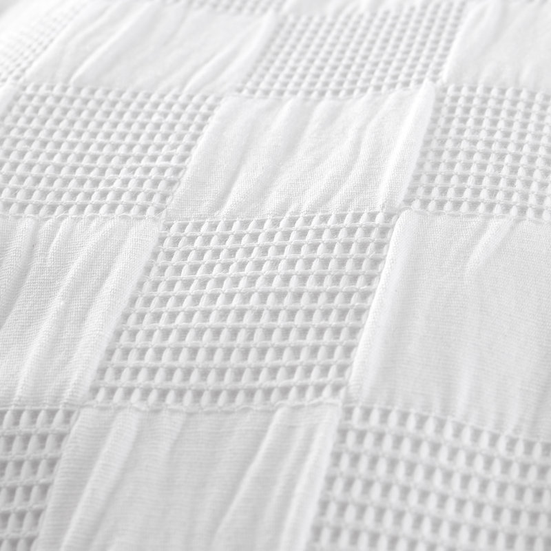 Waffle Checkerboard Duvet Cover Set, White, Single - 1 Standard Pillowcase